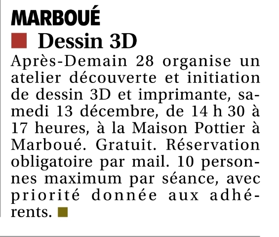 Article Echo atelier 3D